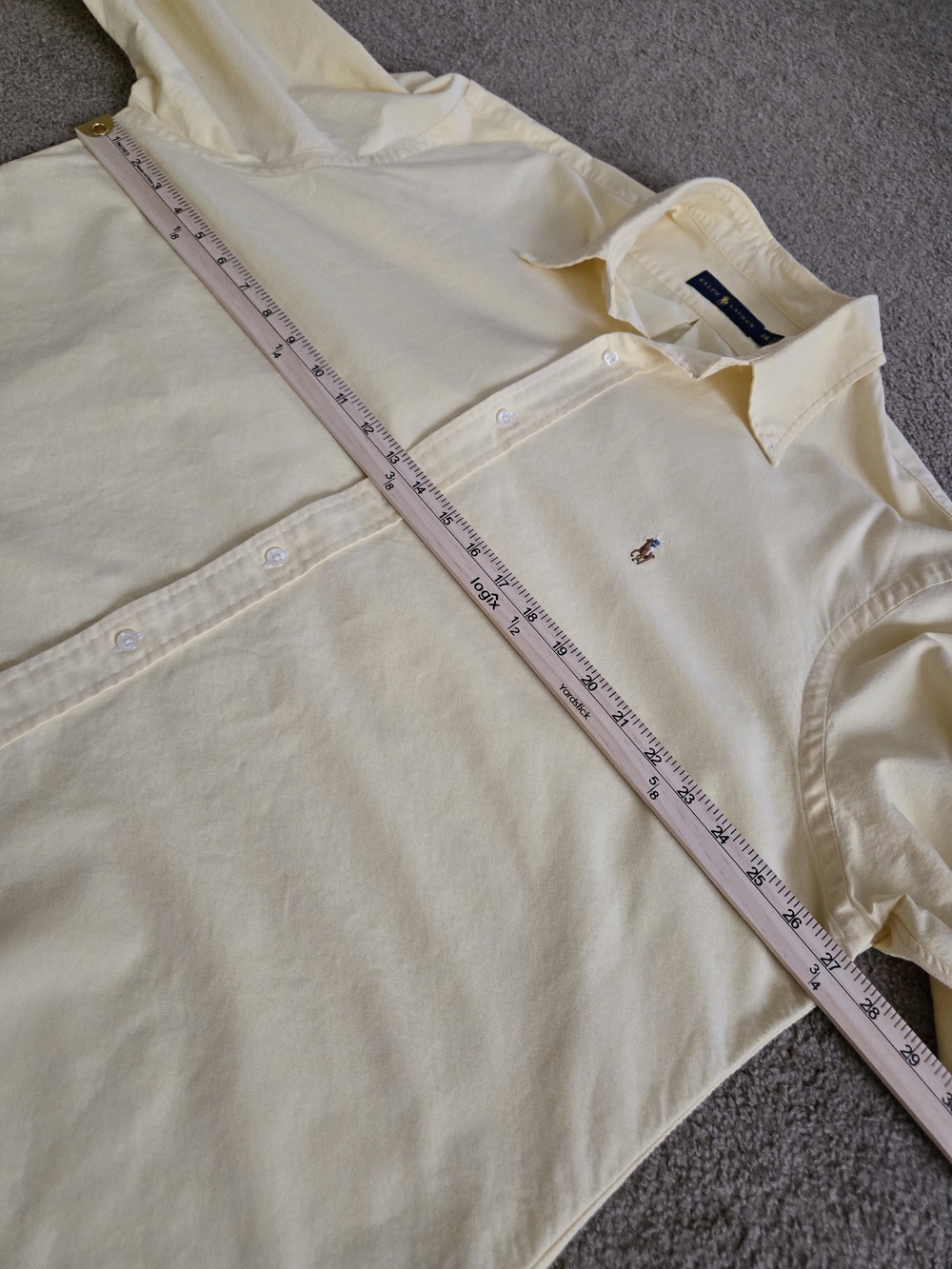 Ralph Lauren Butter Yellow Classic Button-Down Brown Polo Pony Preppy Old Money - Picture 13 of 14